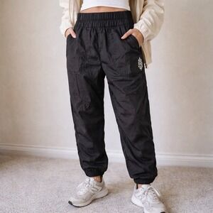 Free People FP Movement Way Home Jogger Pants Black Smocked High Rise Small NEW